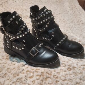 Studded Black Ankle Boots